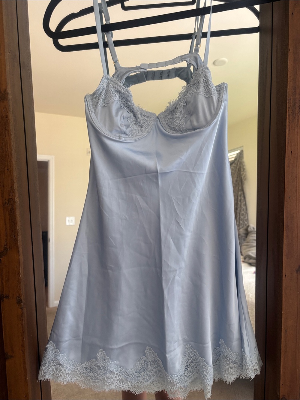 Abercrombie & Fitch Light Blue Satin Lace Chemise